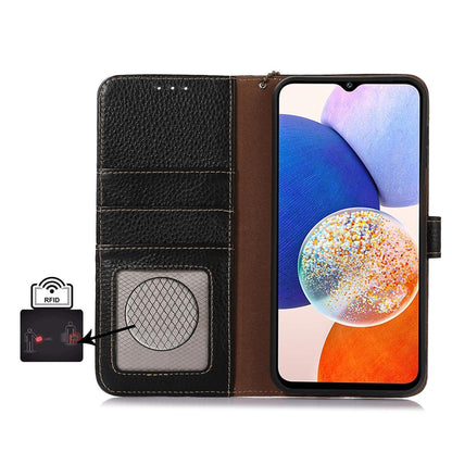 For Redmi K90 Pro Max/Poco F8 Ultra Genuine Leather Litchi Texture RFID Leather Phone Case(Black)