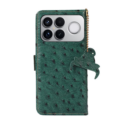 For Redmi K90 Pro Max/Poco F8 Ultra Ostrich Pattern Genuine Leather RFID Phone Case(Green)