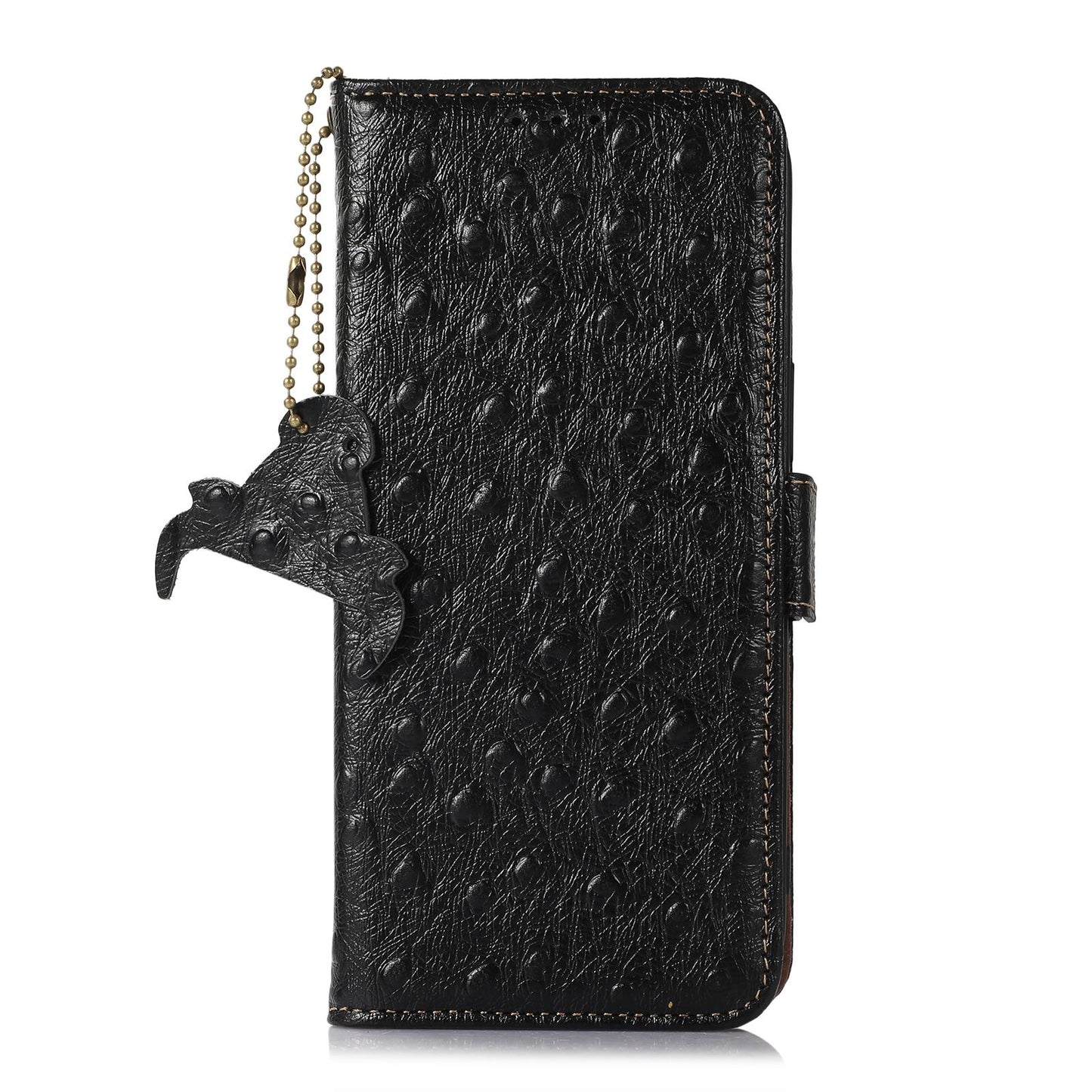 For Redmi K90 Pro Max/Poco F8 Ultra Ostrich Pattern Genuine Leather RFID Phone Case(Black)