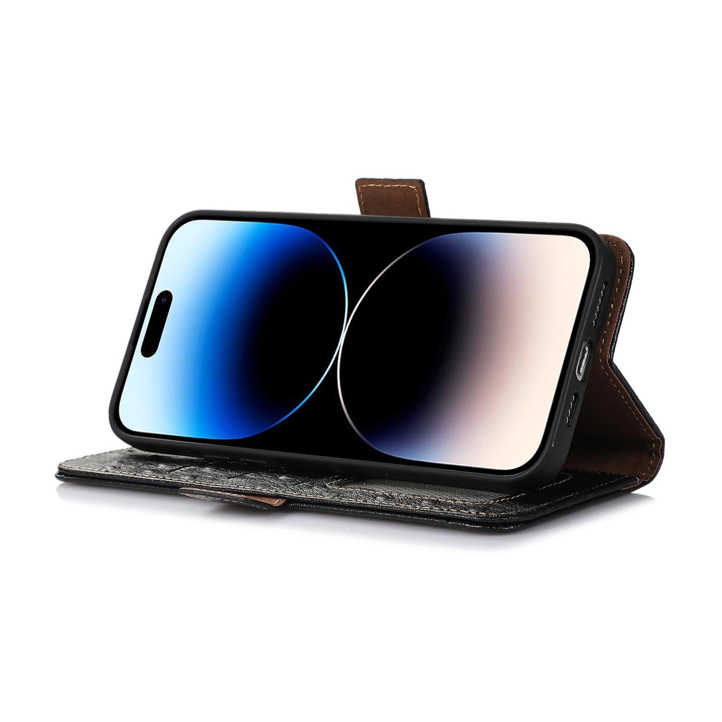 For Redmi K90 Pro Max/Poco F8 Ultra Ostrich Pattern Genuine Leather RFID Phone Case(Black)