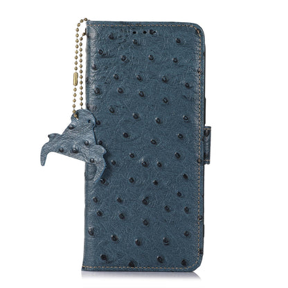 For Redmi K90 Pro Max/Poco F8 Ultra Ostrich Pattern Genuine Leather RFID Phone Case(Blue)