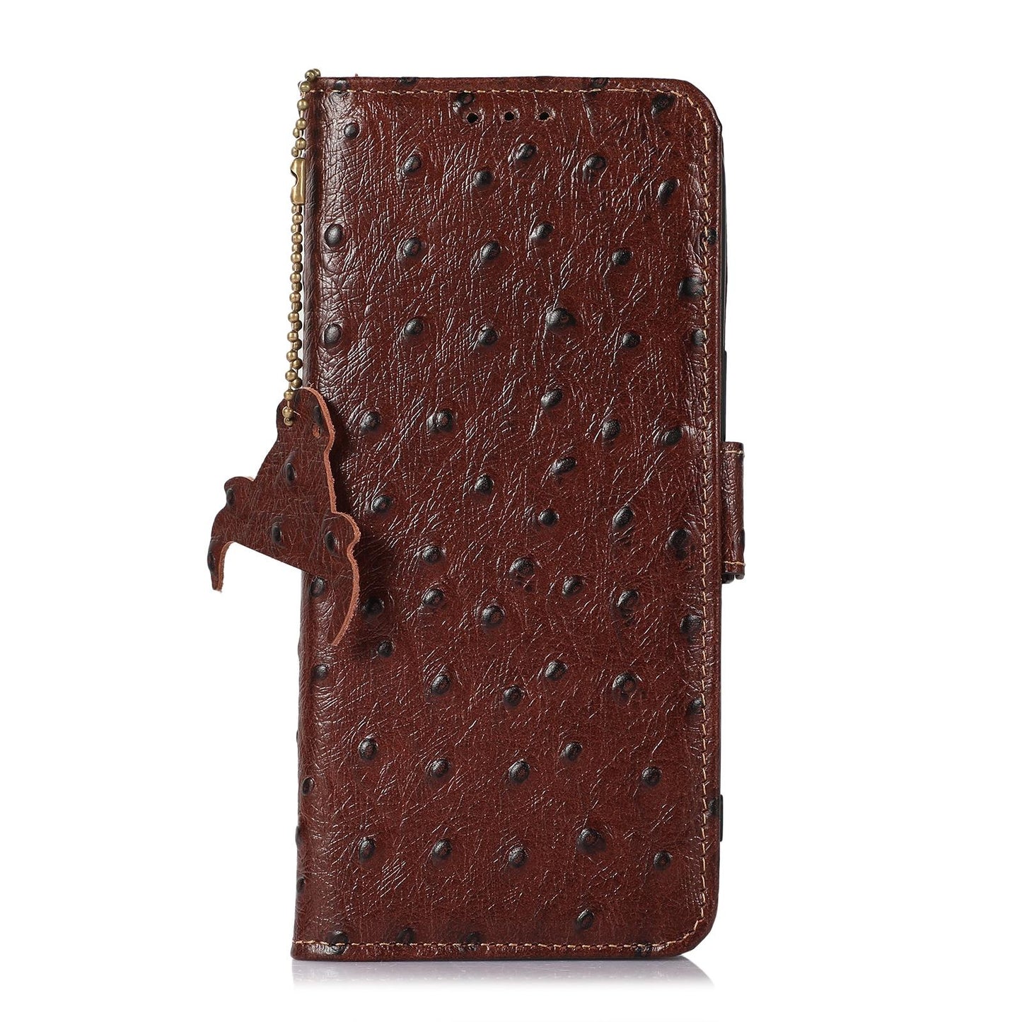 For Redmi K90 Pro Max/Poco F8 Ultra Ostrich Pattern Genuine Leather RFID Phone Case(Coffee)