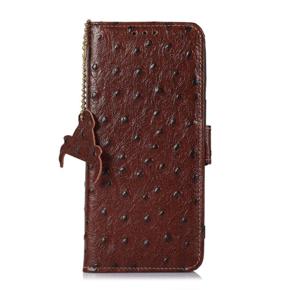 For Redmi K90 Pro Max/Poco F8 Ultra Ostrich Pattern Genuine Leather RFID Phone Case(Coffee)
