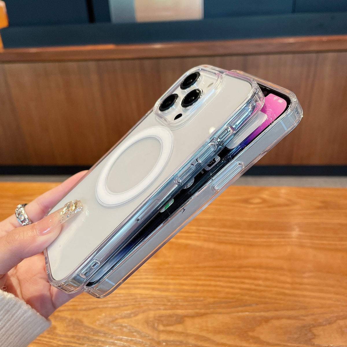 For iPhone 18 Pro Clear Acrylic TPU MagSafe Phone Case - Transparent - EDA007079828A