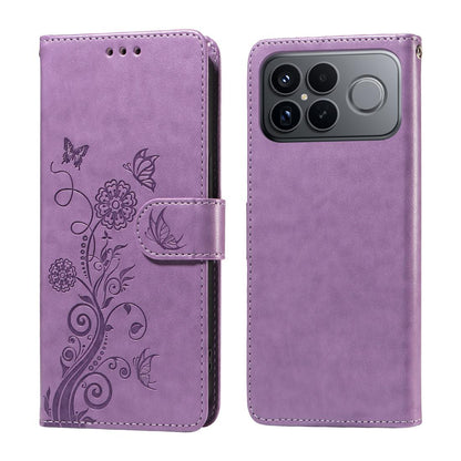 For Redmi K90 Pro Max / Xiaomi Poco F8 Ultra 5G Embossed Butterfly Flowers Leather Phone Case(Purple)