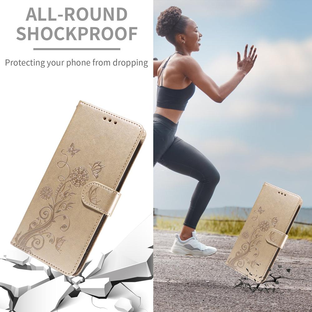 For Redmi K90 Pro Max / Xiaomi Poco F8 Ultra 5G Embossed Butterfly Flowers Leather Phone Case(Gold)