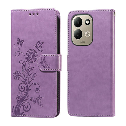 For Redmi 17 5G / 4G Global 170mm Embossed Butterfly Flowers Leather Phone Case(Purple)