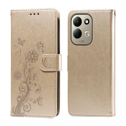 For Redmi 17 5G / 4G Global 170mm Embossed Butterfly Flowers Leather Phone Case(Gold)