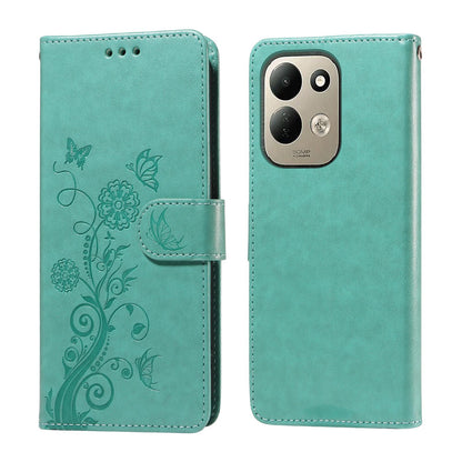 For Redmi 17 5G / 4G Global 170mm Embossed Butterfly Flowers Leather Phone Case(Green)