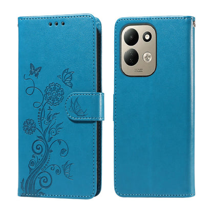 For Redmi 17 5G / 4G Global 170mm Embossed Butterfly Flowers Leather Phone Case(Blue)