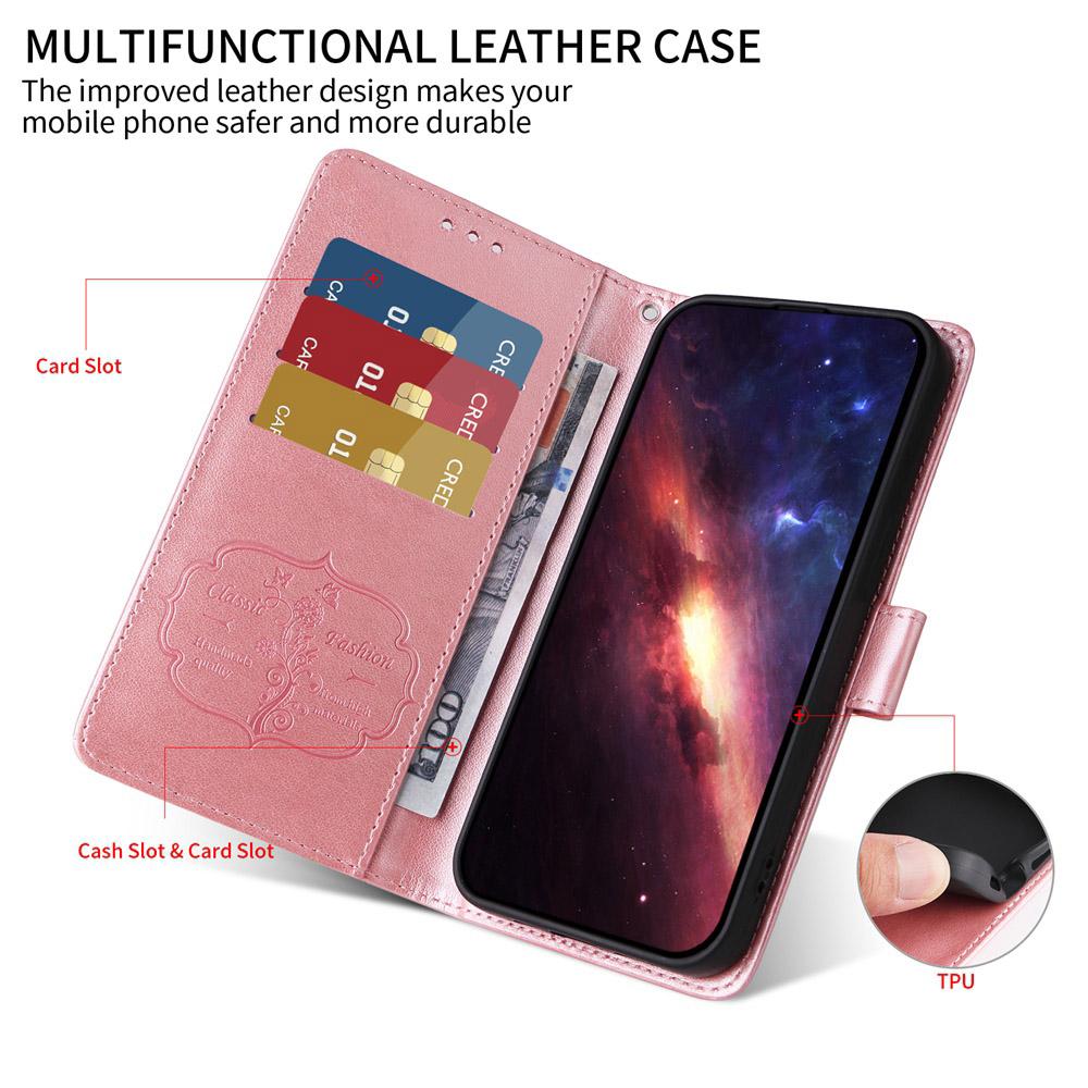 For Redmi 17 5G / 4G Global 170mm Embossed Butterfly Flowers Leather Phone Case(Rose Gold)