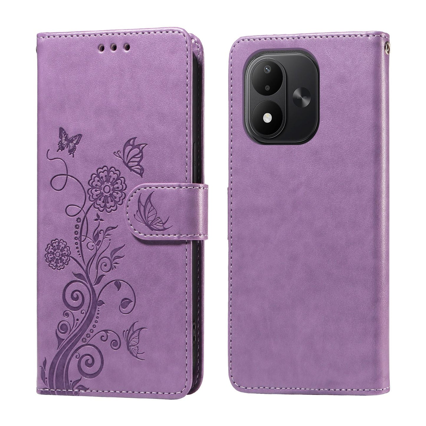 For Redmi Note 17 5G / 4G Global 171mm Embossed Butterfly Flowers Leather Phone Case(Purple)