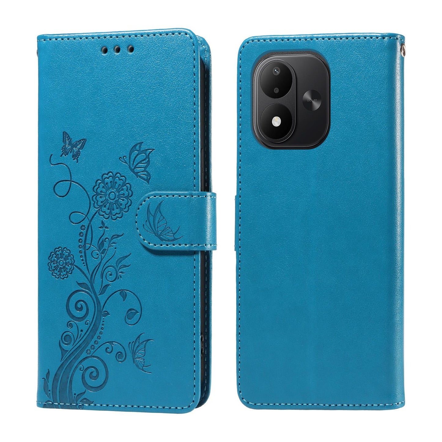 For Redmi Note 17 5G / 4G Global 171mm Embossed Butterfly Flowers Leather Phone Case(Blue)