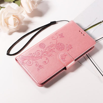 For Redmi Note 17 5G / 4G Global 171mm Embossed Butterfly Flowers Leather Phone Case(Rose Gold)