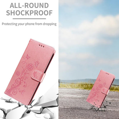 For Redmi Note 17 5G / 4G Global 171mm Embossed Butterfly Flowers Leather Phone Case(Rose Gold)
