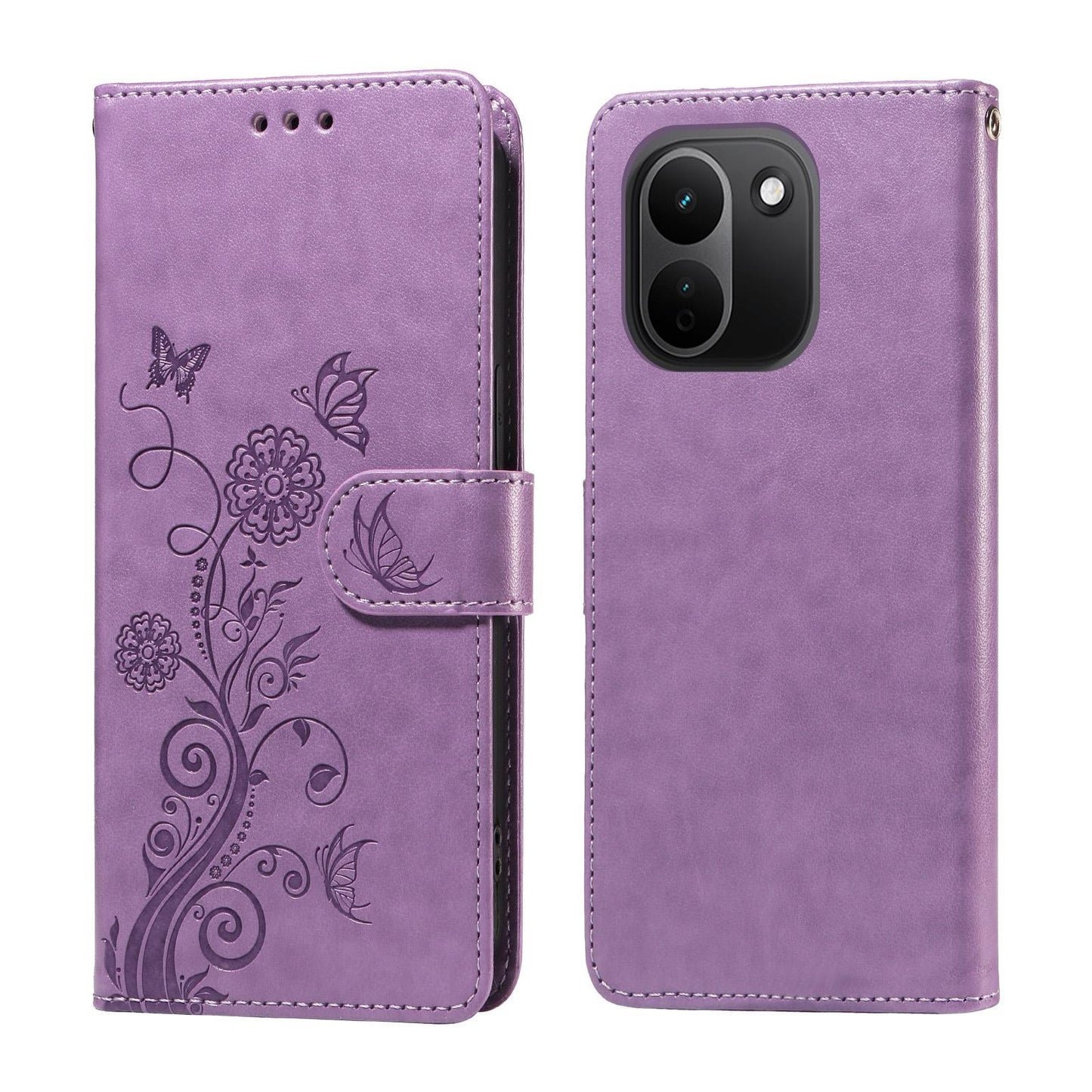 For Redmi Note 17 Pro+ 5G Global 163mm Embossed Butterfly Flowers Leather Phone Case(Purple)