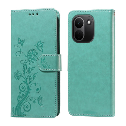 For Redmi Note 17 Pro+ 5G Global 163mm Embossed Butterfly Flowers Leather Phone Case(Green)