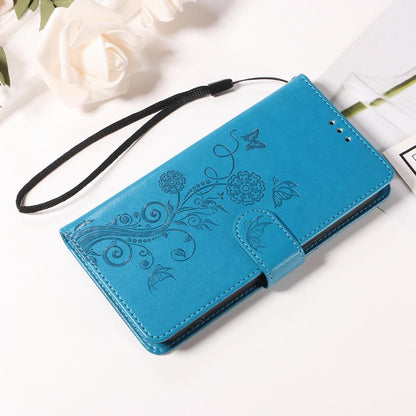 For Redmi Note 17 Pro+ 5G Global 163mm Embossed Butterfly Flowers Leather Phone Case(Blue)