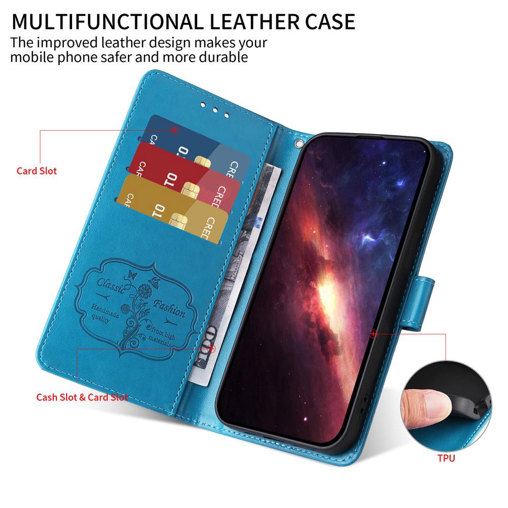 For Redmi Note 17 Pro+ 5G Global 163mm Embossed Butterfly Flowers Leather Phone Case(Blue)