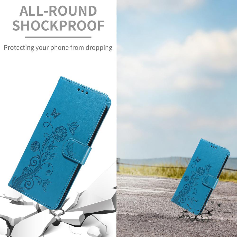 For Redmi Note 17 Pro+ 5G Global 163mm Embossed Butterfly Flowers Leather Phone Case(Blue)