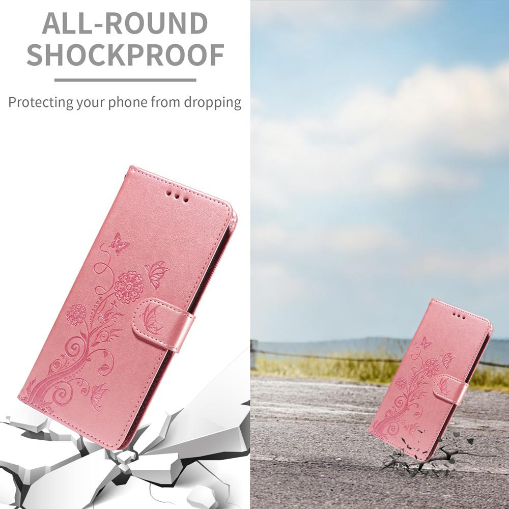 For Redmi Note 17 Pro+ 5G Global 163mm Embossed Butterfly Flowers Leather Phone Case(Rose Gold)