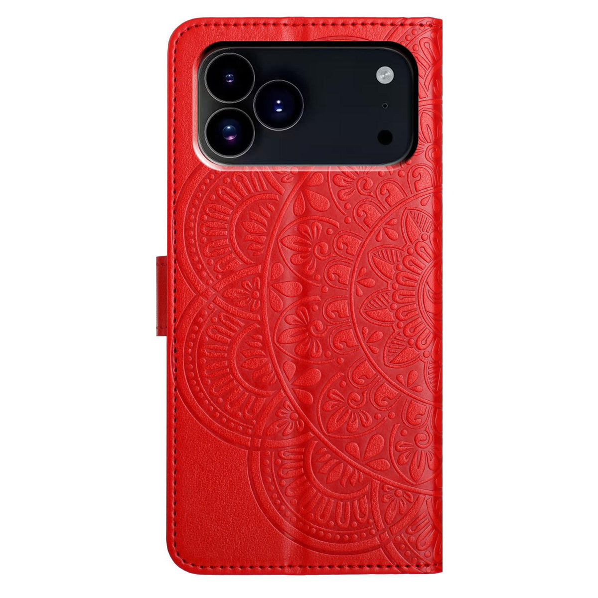 For iPhone 18 Pro Max Flower Embossed Leather Phone Case - Red - EDA007080810A