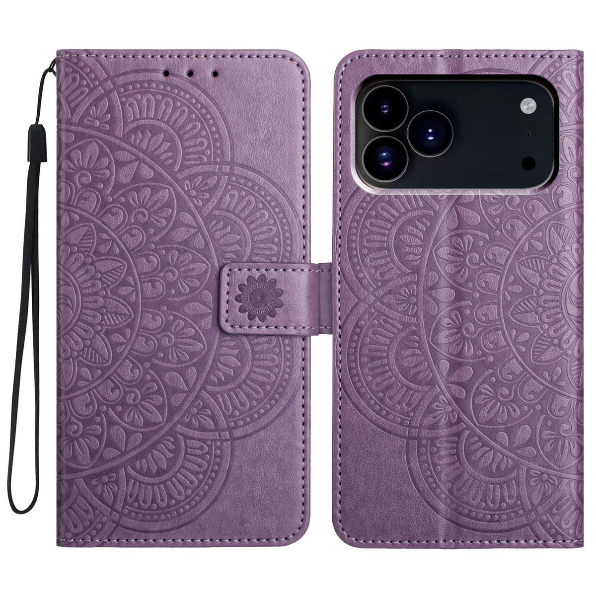For iPhone 18 Pro Max Flower Embossed Leather Phone Case - Purple - EDA007080810B