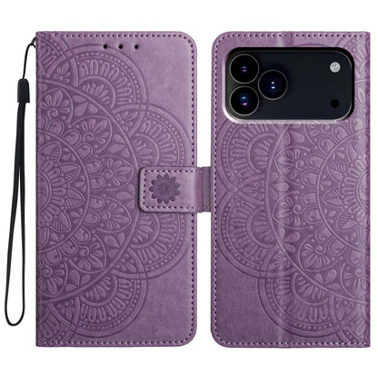 For iPhone 18 Pro Max Flower Embossed Leather Phone Case - Purple - EDA007080810B