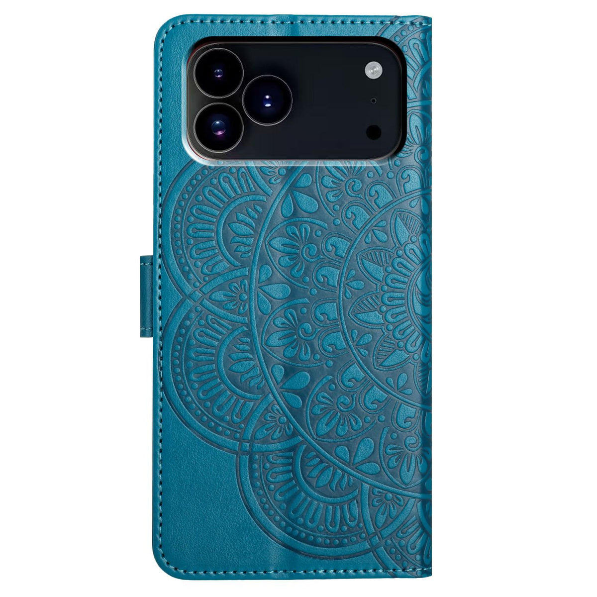 For iPhone 18 Pro Max Flower Embossed Leather Phone Case - Blue - EDA007080810C