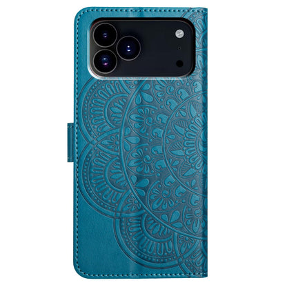For iPhone 18 Pro Max Flower Embossed Leather Phone Case - Blue - EDA007080810C