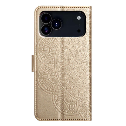 For iPhone 18 Pro Max Flower Embossed Leather Phone Case - Gold - EDA007080810D