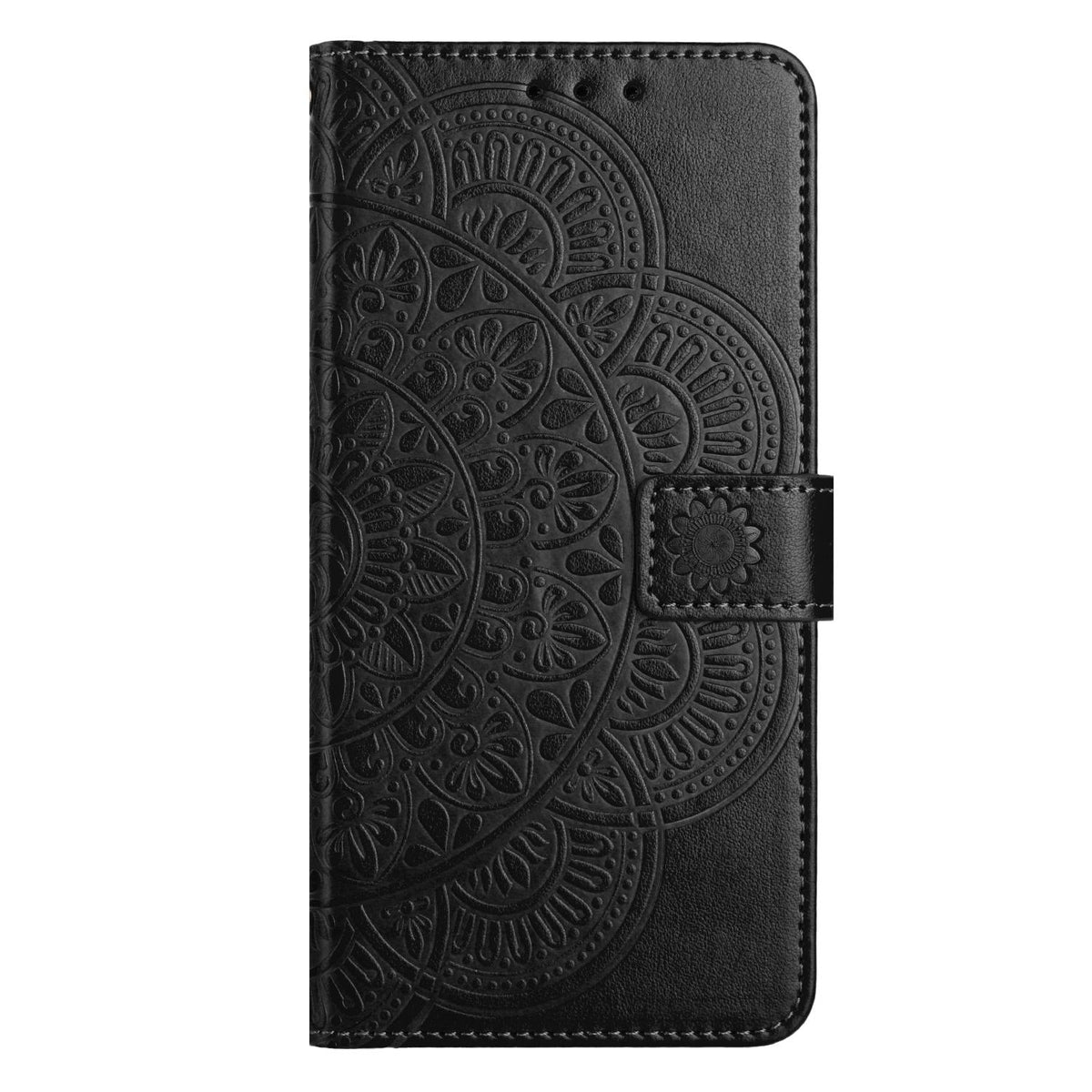 For iPhone 18 Pro Max Flower Embossed Leather Phone Case - Black - EDA007080810F