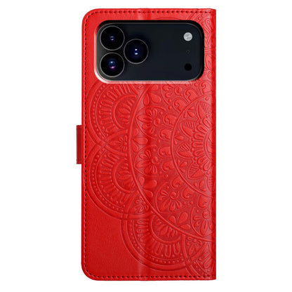 For iPhone 18 Pro Flower Embossed Leather Phone Case - Red - EDA007080811A
