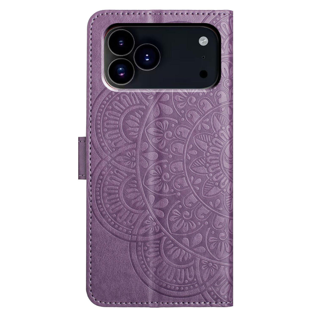 For iPhone 18 Pro Flower Embossed Leather Phone Case - Purple - EDA007080811B