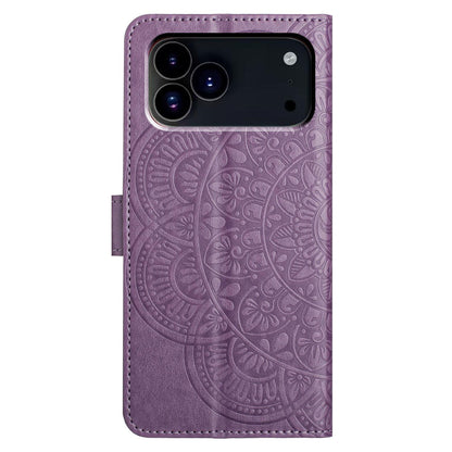 For iPhone 18 Pro Flower Embossed Leather Phone Case - Purple - EDA007080811B