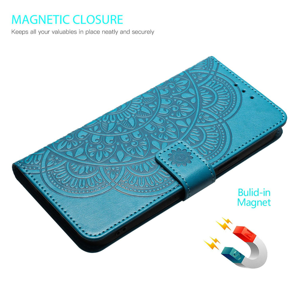 For iPhone 18 Pro Flower Embossed Leather Phone Case - Blue - EDA007080811C