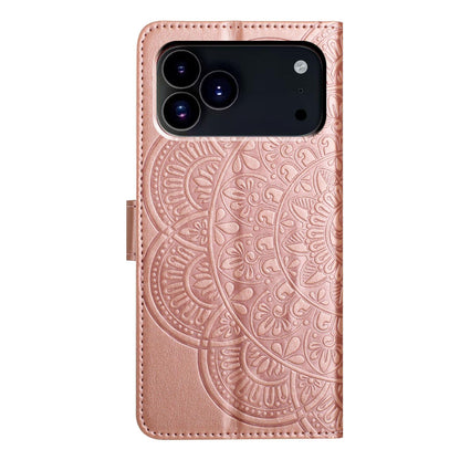 For iPhone 18 Pro Flower Embossed Leather Phone Case - Rose Gold - EDA007080811E
