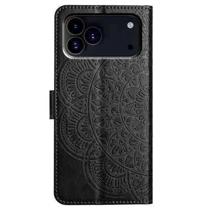 For iPhone 18 Pro Flower Embossed Leather Phone Case - Black - EDA007080811F