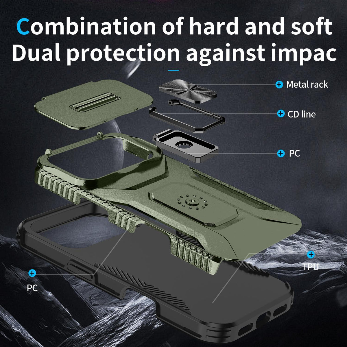 For iPhone 18 Pro Max Sliding Camshield Holder Phone Case - Alpine Green - EDA007085313A