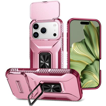 For iPhone 18 Pro Max Sliding Camshield Holder Phone Case - Pink + Rose Red - EDA007085313C