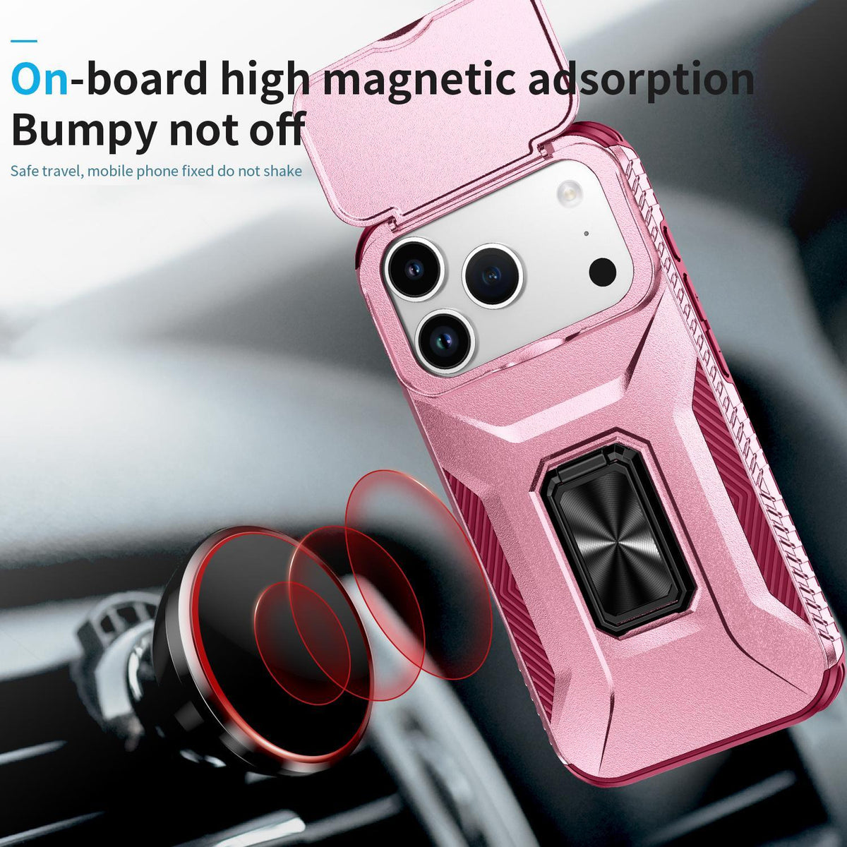 For iPhone 18 Pro Max Sliding Camshield Holder Phone Case - Pink + Rose Red - EDA007085313C