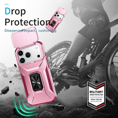 For iPhone 18 Pro Max Sliding Camshield Holder Phone Case - Pink + Rose Red - EDA007085313C