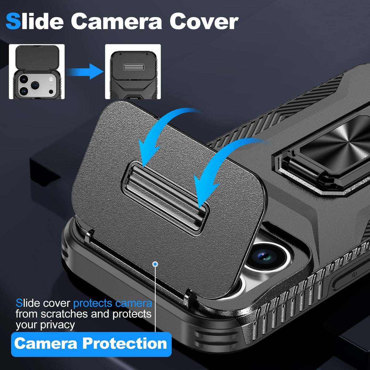 For iPhone 18 Pro Max Sliding Camshield Holder Phone Case - Black - EDA007085313D