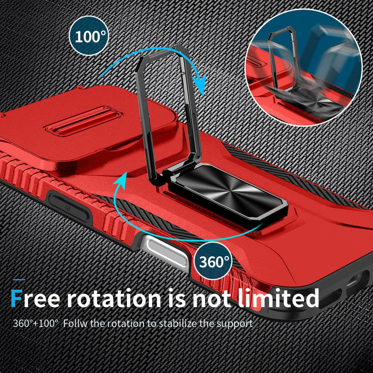 For iPhone 18 Pro Max Sliding Camshield Holder Phone Case - Red - EDA007085313E