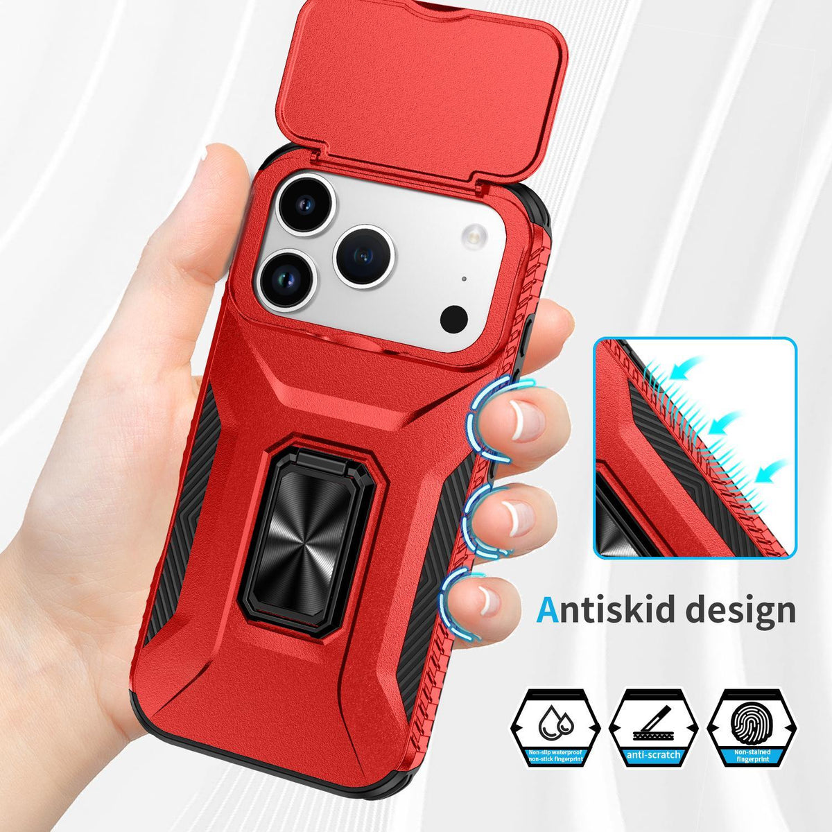 For iPhone 18 Pro Max Sliding Camshield Holder Phone Case - Red - EDA007085313E