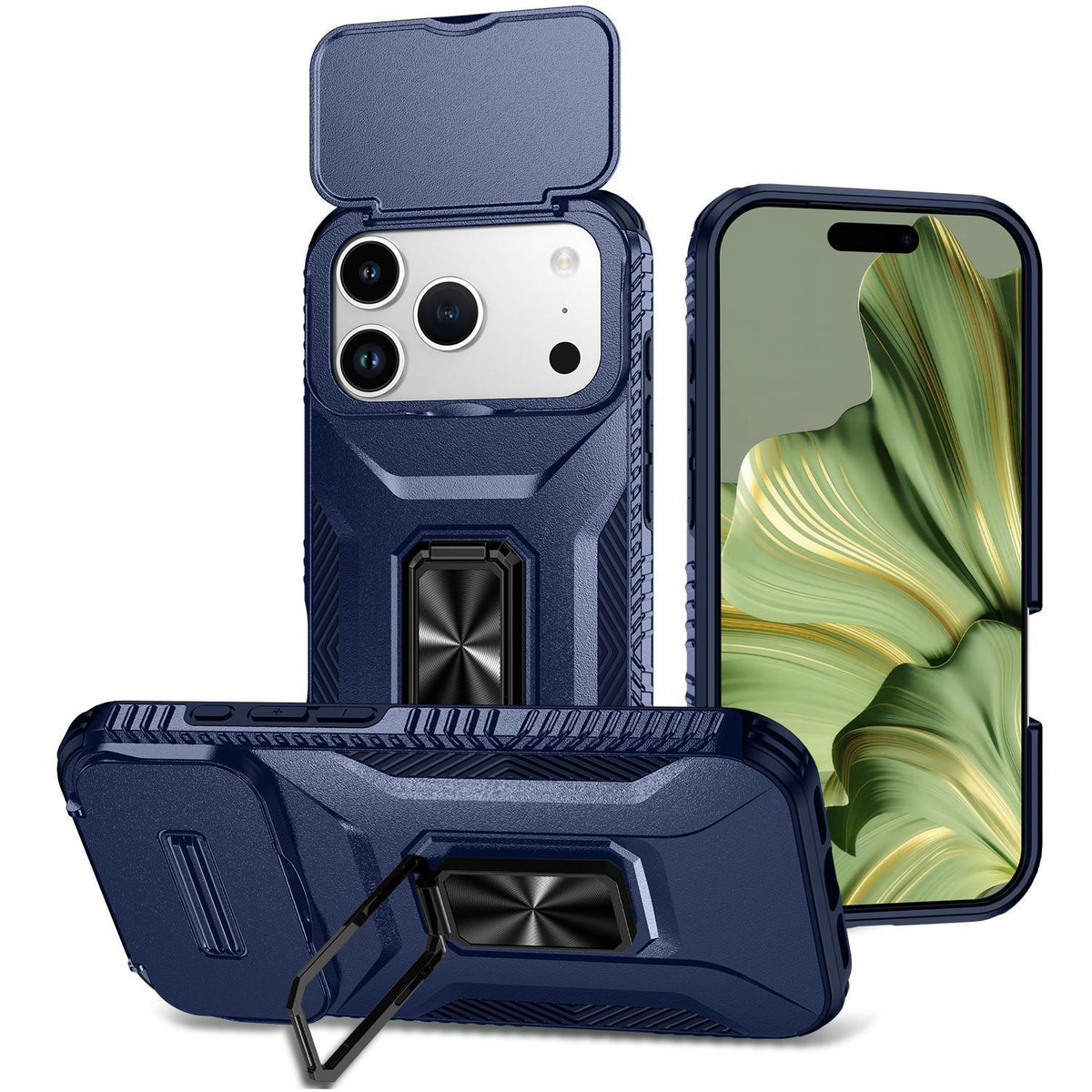 For iPhone 18 Pro Max Sliding Camshield Holder Phone Case - Blue - EDA007085313G