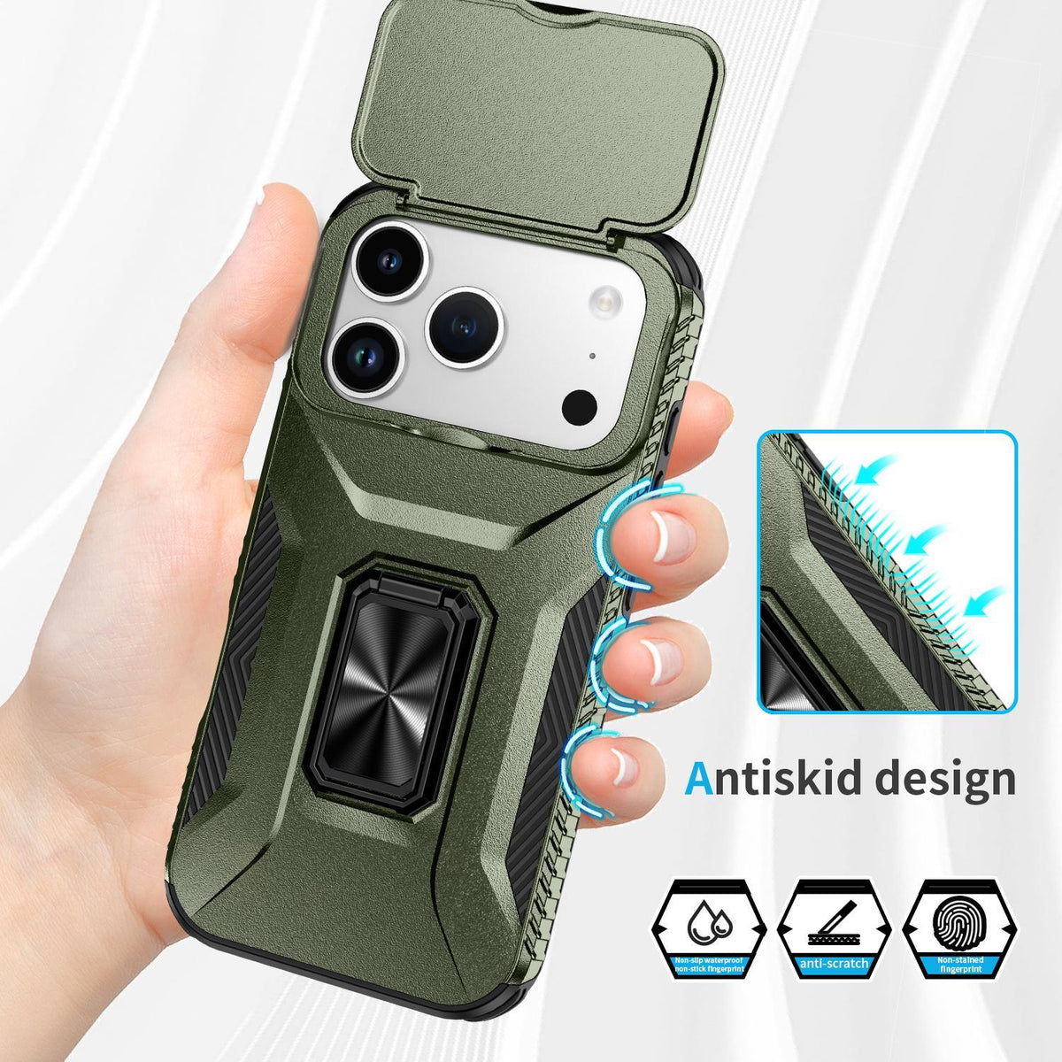 For iPhone 18 Pro Sliding Camshield Holder Phone Case - Alpine Green - EDA007085314A
