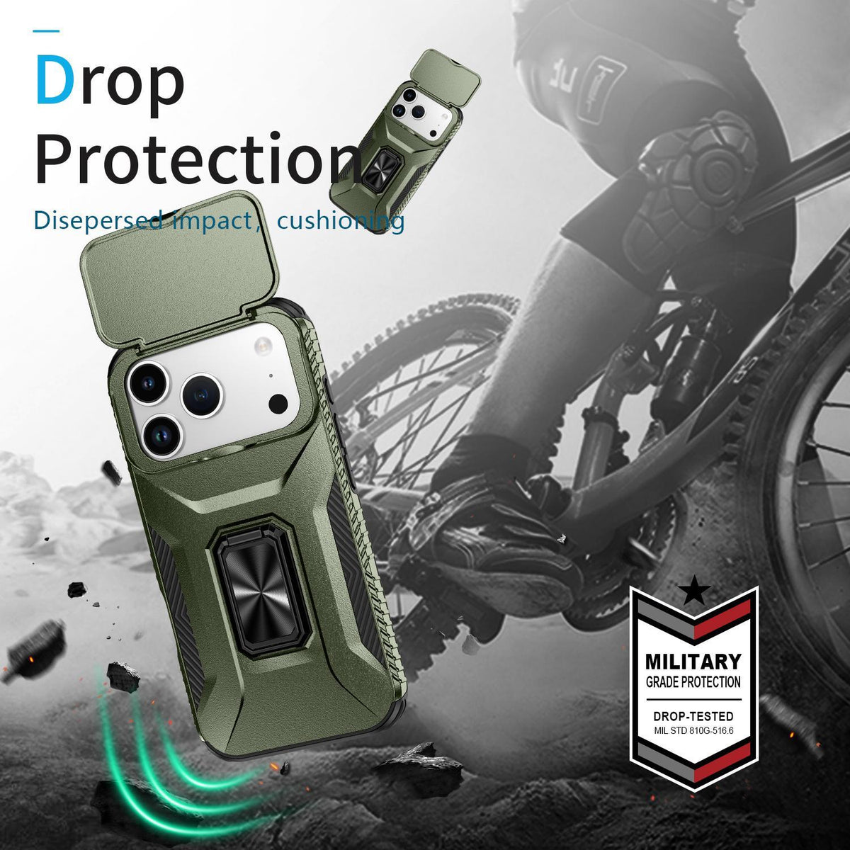 For iPhone 18 Pro Sliding Camshield Holder Phone Case - Alpine Green - EDA007085314A