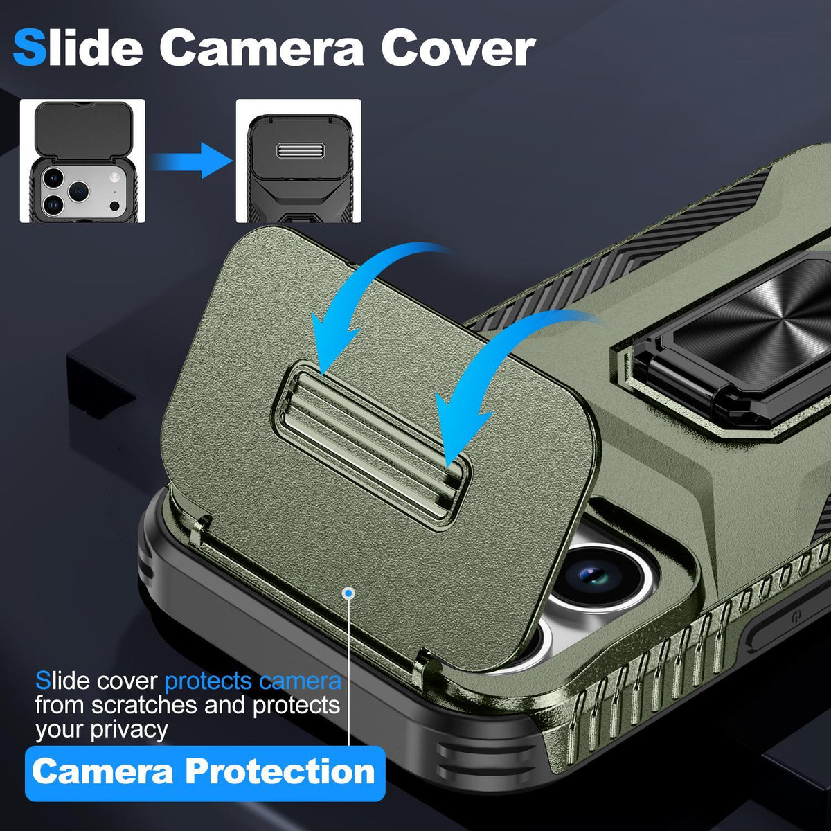 For iPhone 18 Pro Sliding Camshield Holder Phone Case - Alpine Green - EDA007085314A