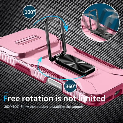 For iPhone 18 Pro Sliding Camshield Holder Phone Case - Pink + Rose Red - EDA007085314C